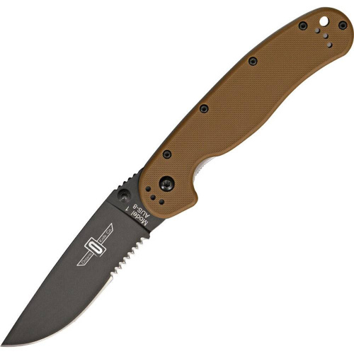 Складной нож полусеррейторный Ontario RAT 1 Coyote Brown