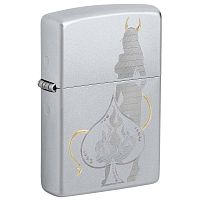 Зажигалка ZIPPO Devilish Ace с покрытием Satin Chrome